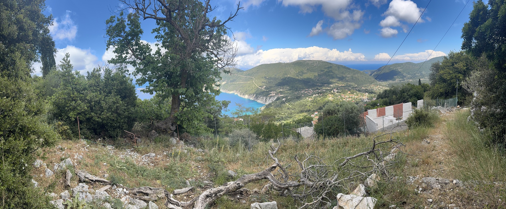 Panoramic views from plot 2 of land for sale in Ithaca Greece, Exoghi