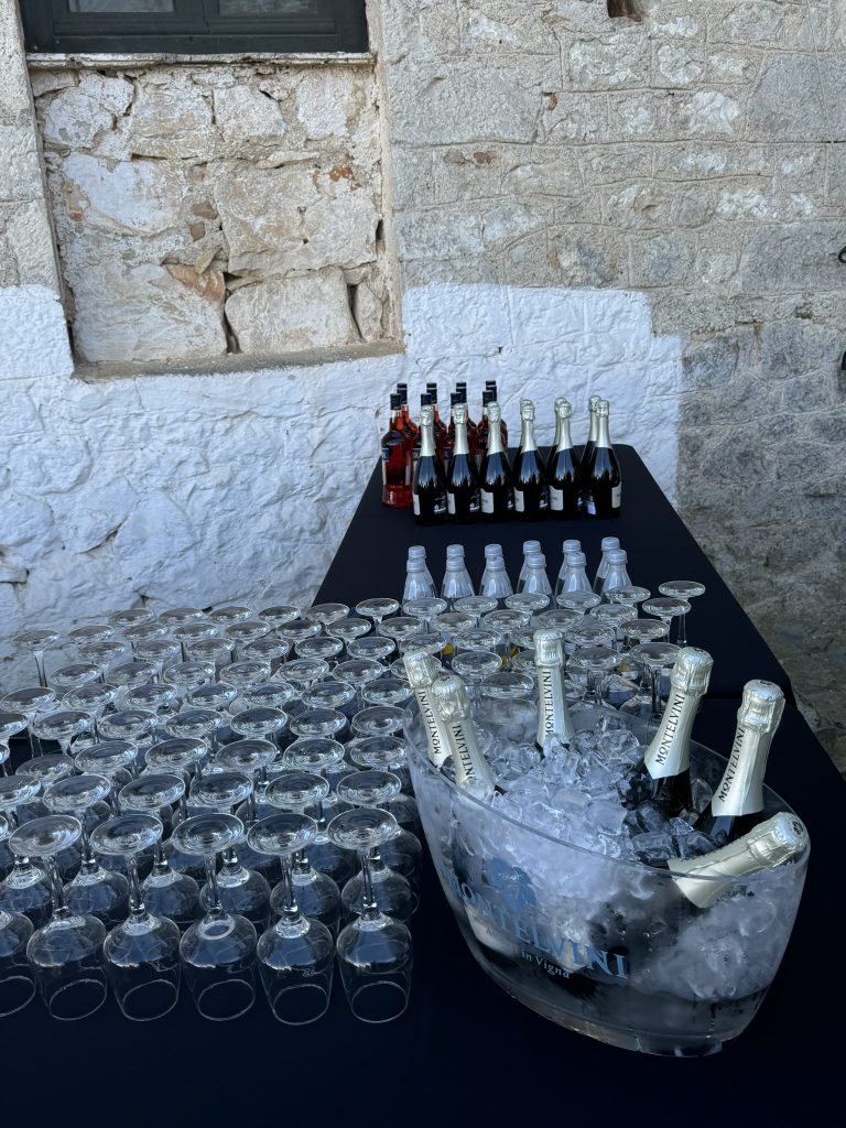 Welcome drinks at wedding reception in Ithaca Greece, Anoghi
