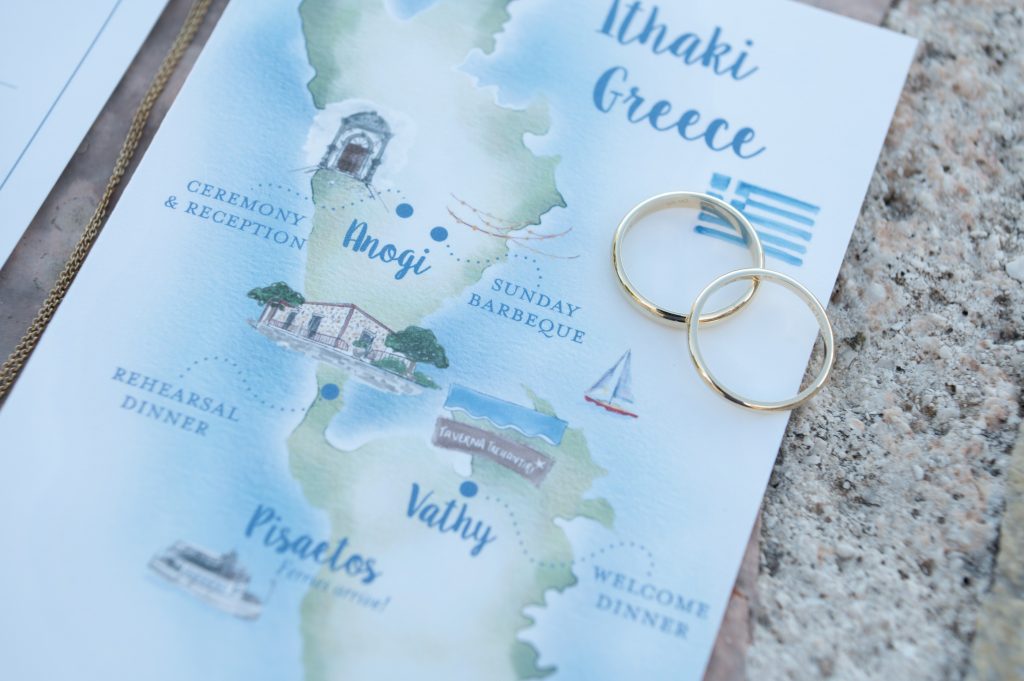 Printed program of wedding events in Ithaca Greece, Anoghi
