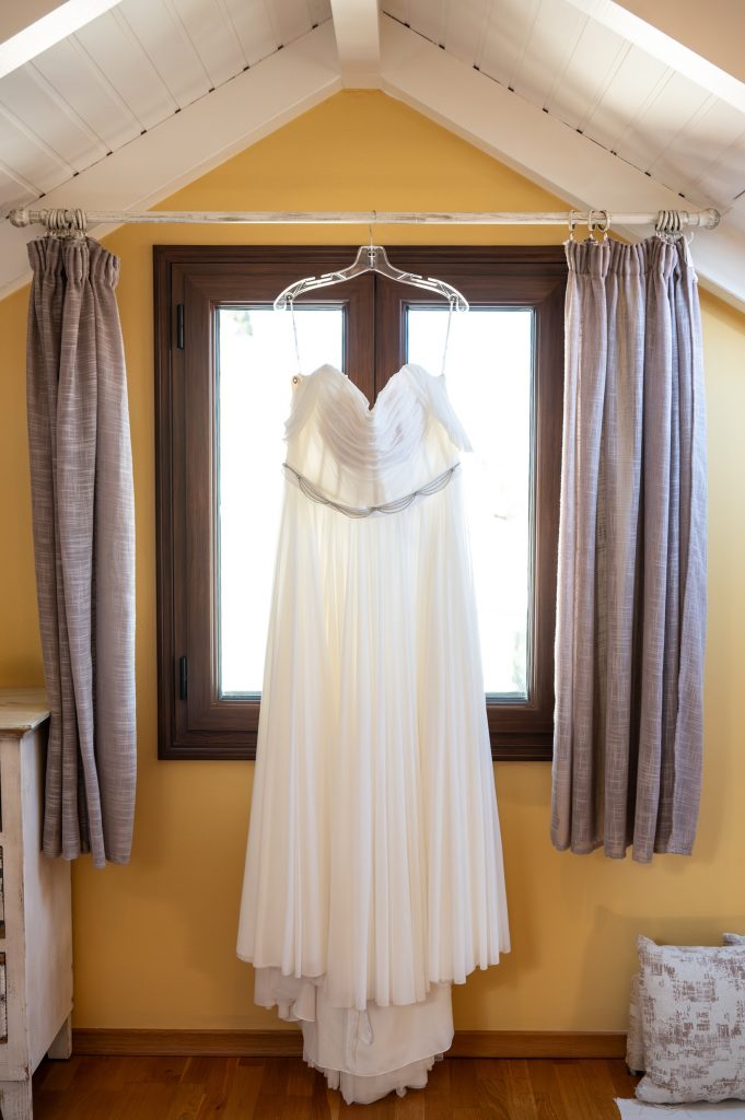 Bridal wardrobe detail for wedding in Ithaca Greece, Anoghi
