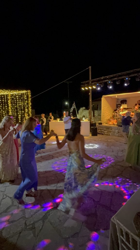 Dance at wedding reception in Ithaca Greece, Anoghi
