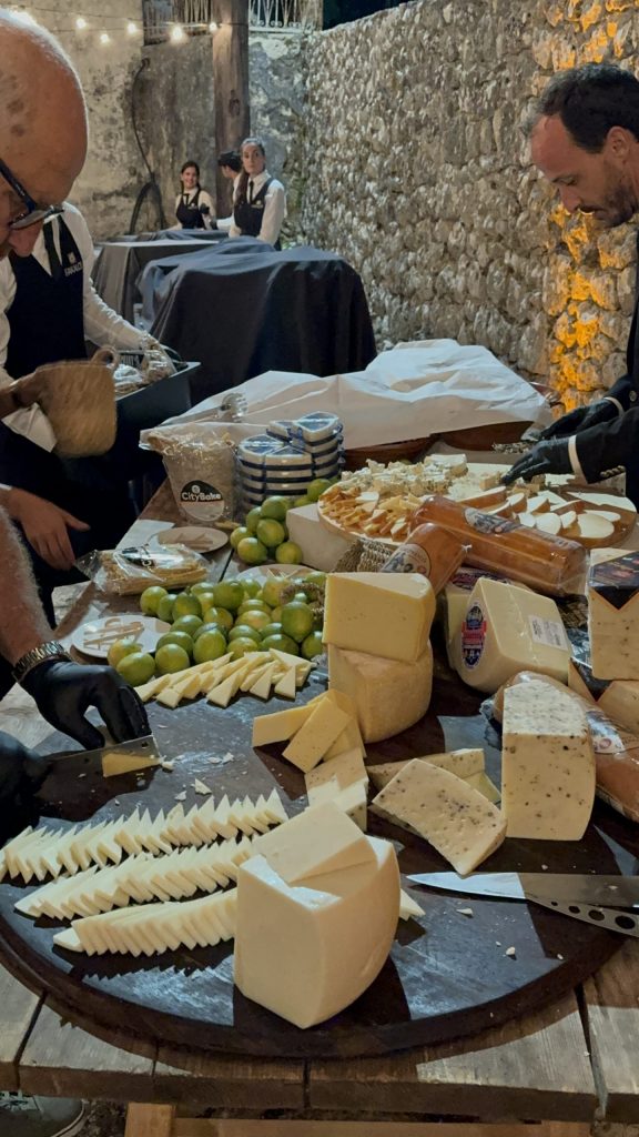 Catering detail at wedding reception in Ithaca Greece, Anoghi