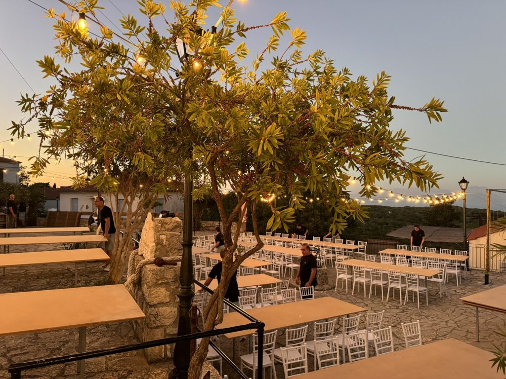 Reception area for wedding in Ithaca Greece, Anoghi