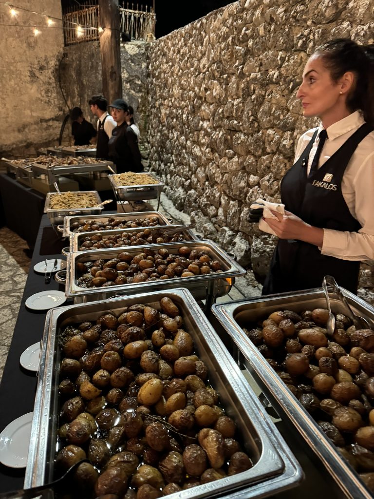Catering at wedding reception in Ithaca Greece, Anoghi