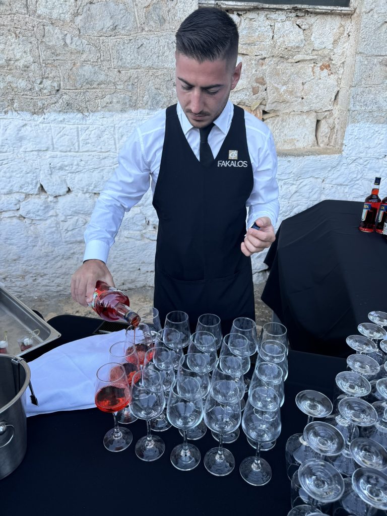 Welcome drinks at wedding reception in Ithaca Greece, Anoghi