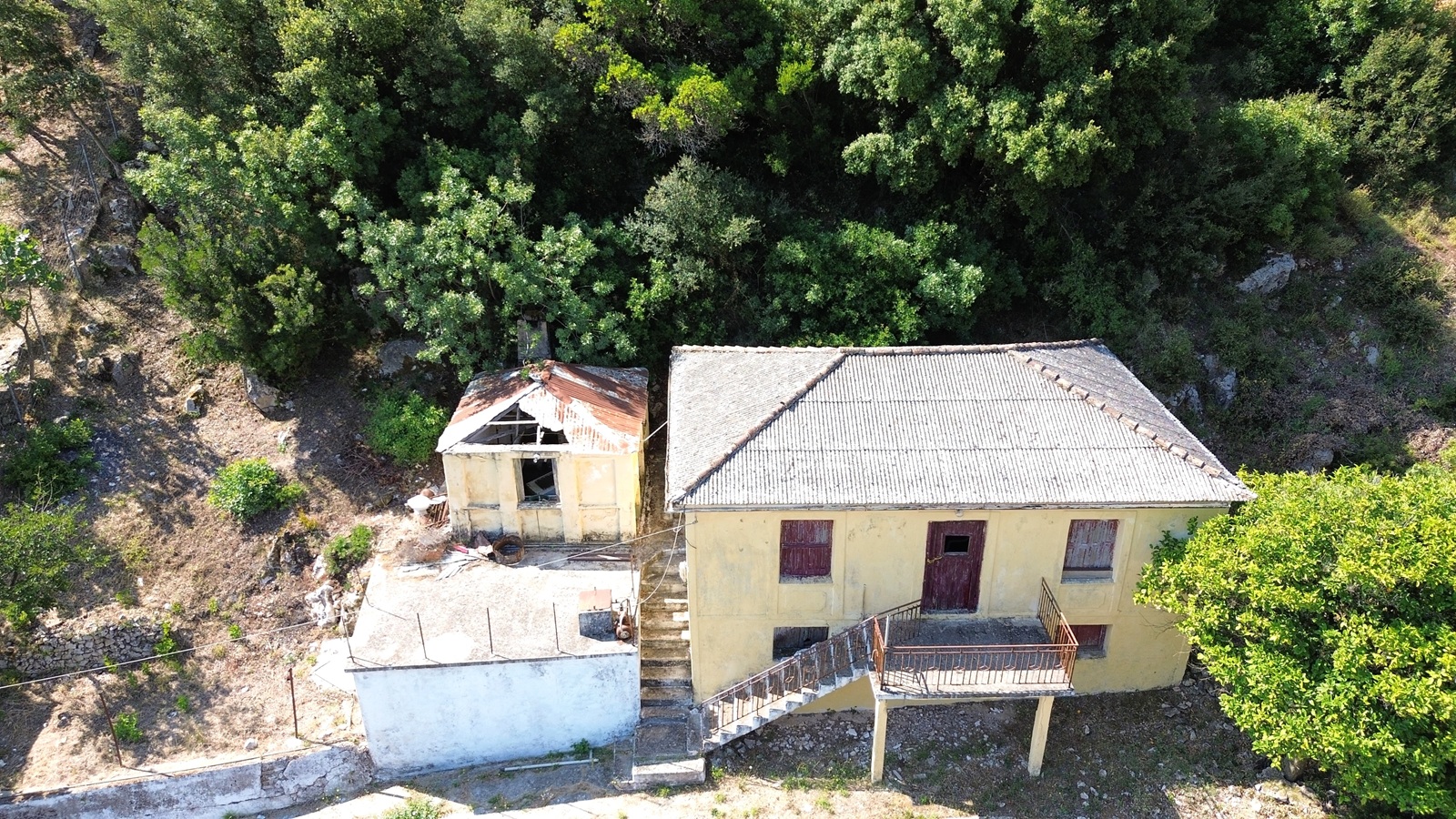 Aerial view of house for sale in Ithaca Greece, Frikes