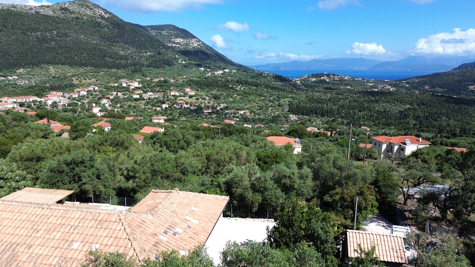 Aerial view of house for sale in Ithaca Greece, Stavros