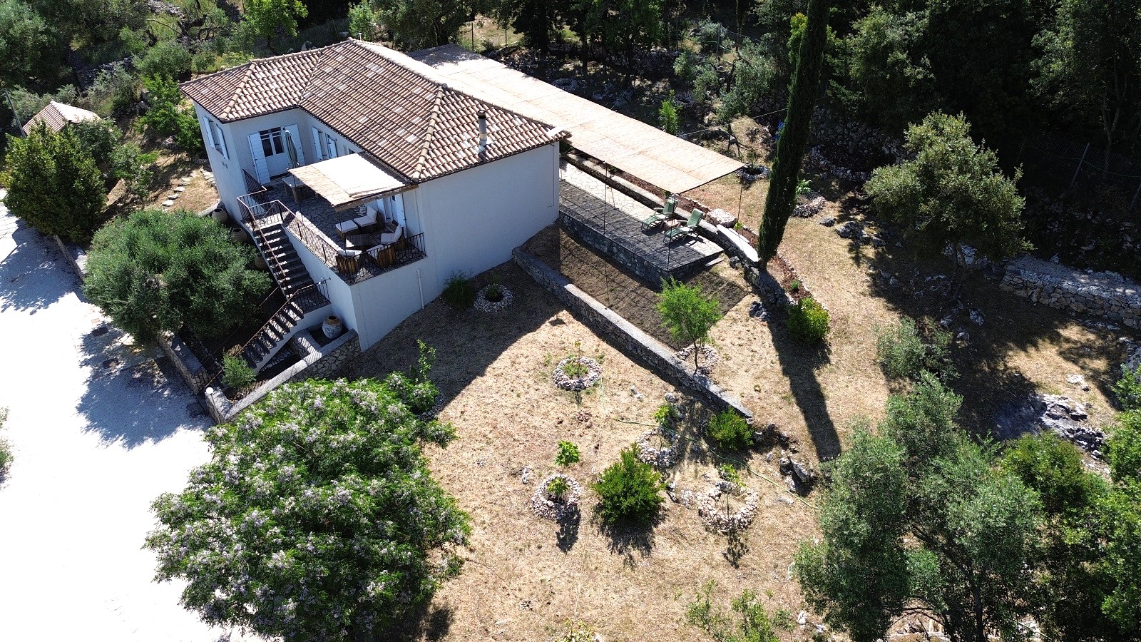 Aerial view of house for sale in Ithaca Greece, Stavros