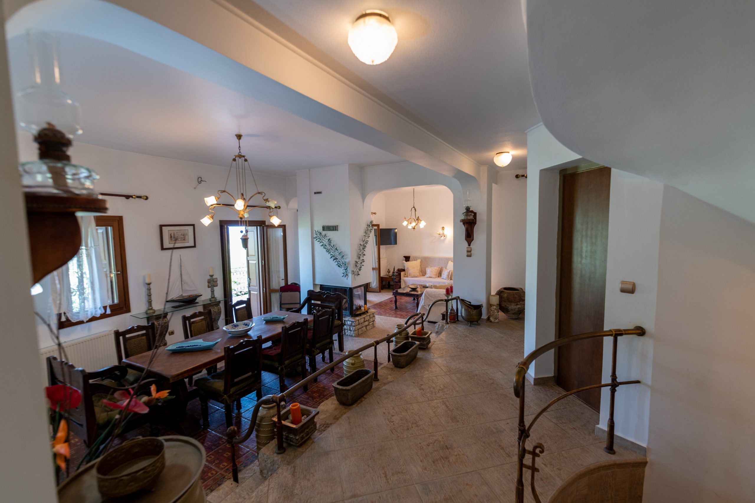 Living and dining area of house for rent in Ithaca Greece, Pilikata