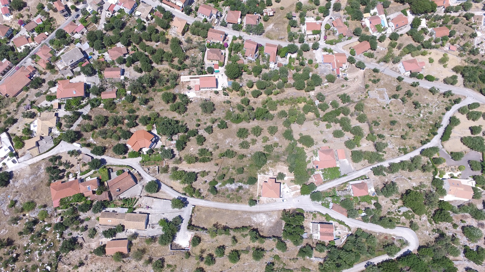 Aerial view with surrounding area of house for sale in Ithaca Greece, Stavros