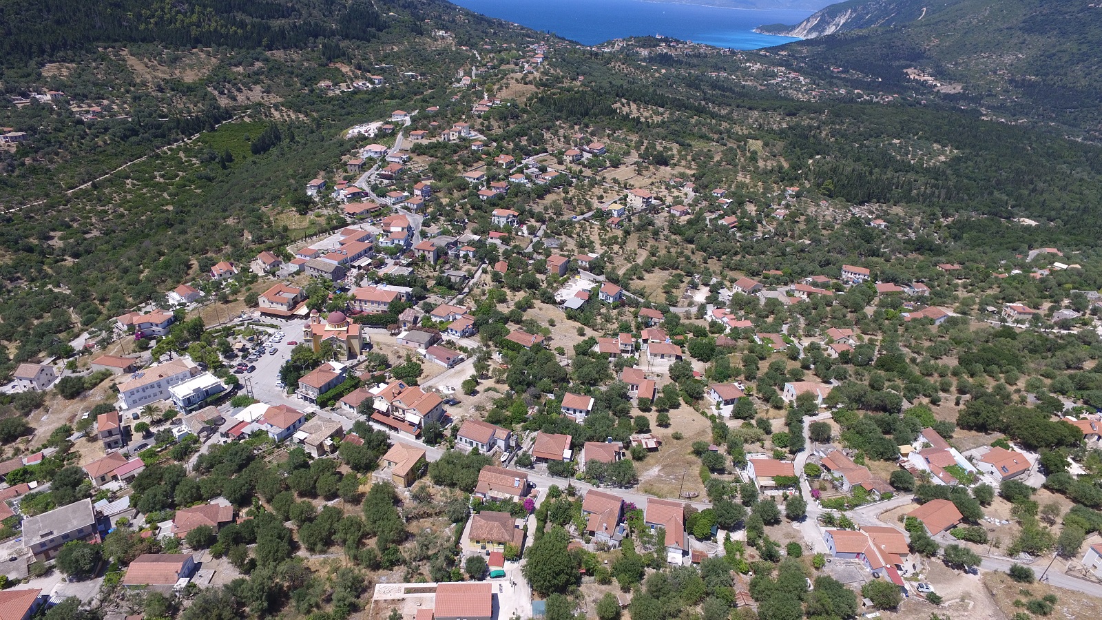 Aerial view of larger area of house for sale in Ithaca Greece, Stavros