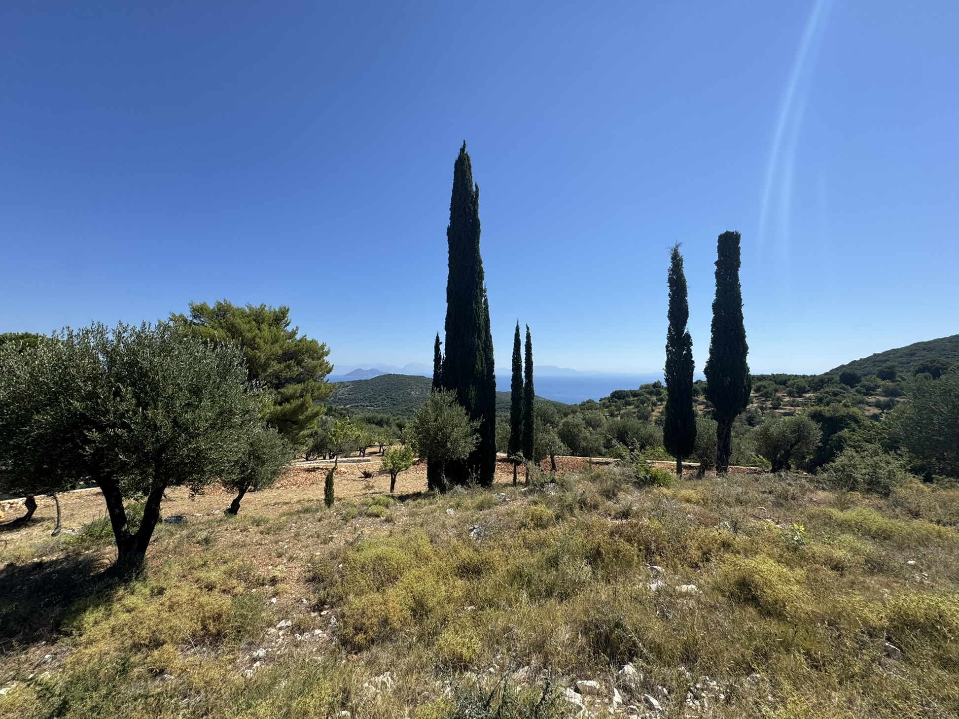 Sea views of land with building license for sale in Ithaca Greece, Vathi
