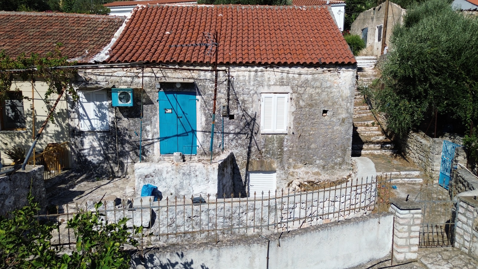 Aerial view of house for sale in Ithaca Greece, Vathi