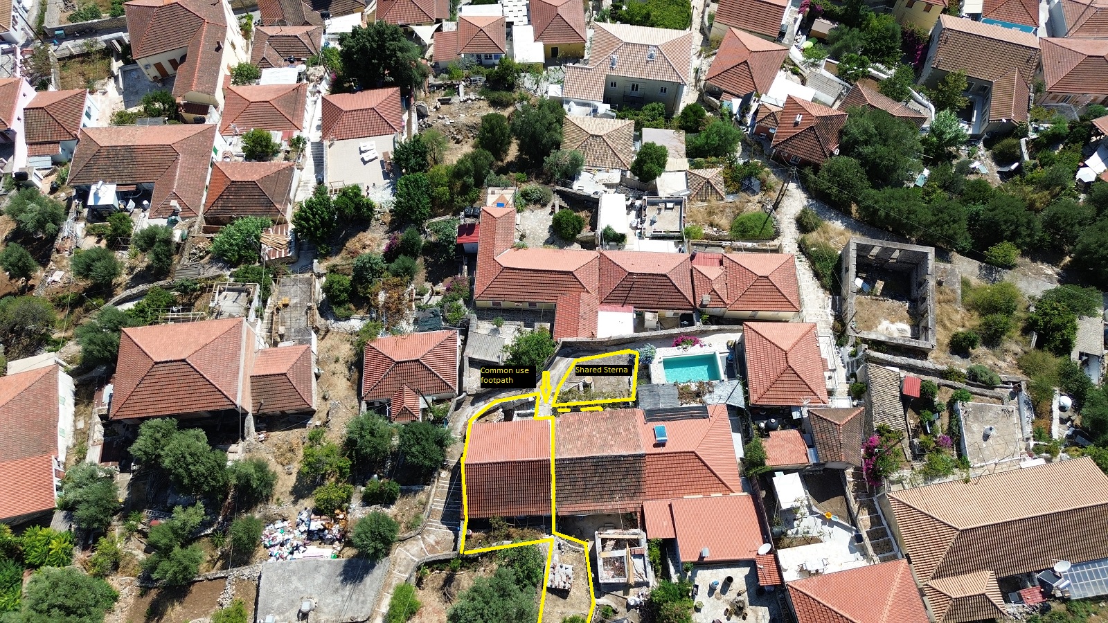 Border of house for sale in Ithaca Greece, Vathi