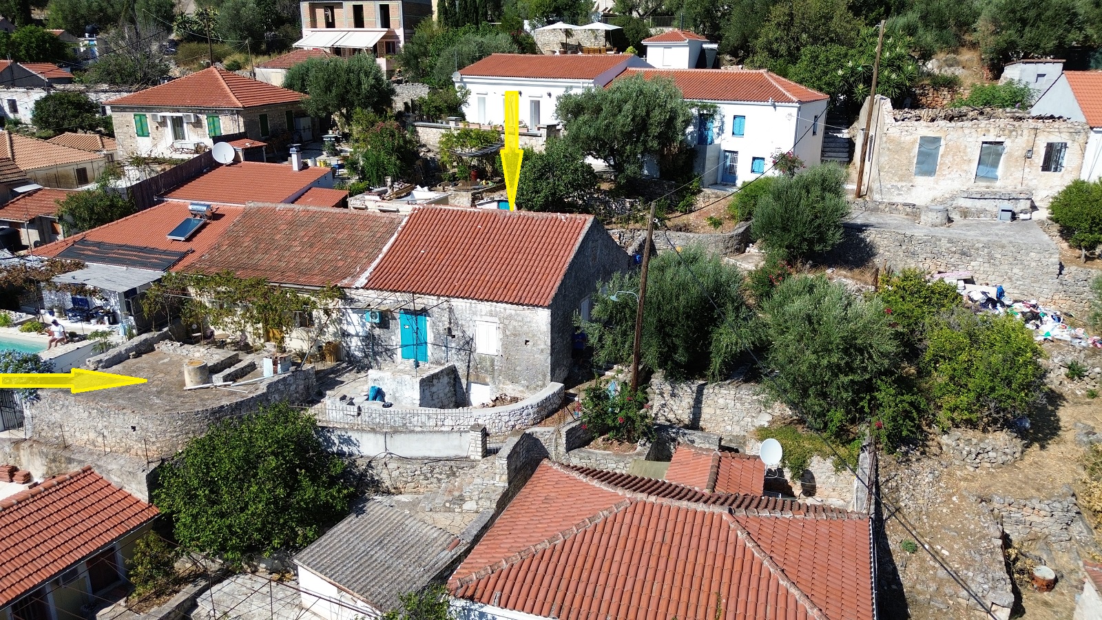 Aerial view and location of house for sale in Ithaca Greece, Vathi