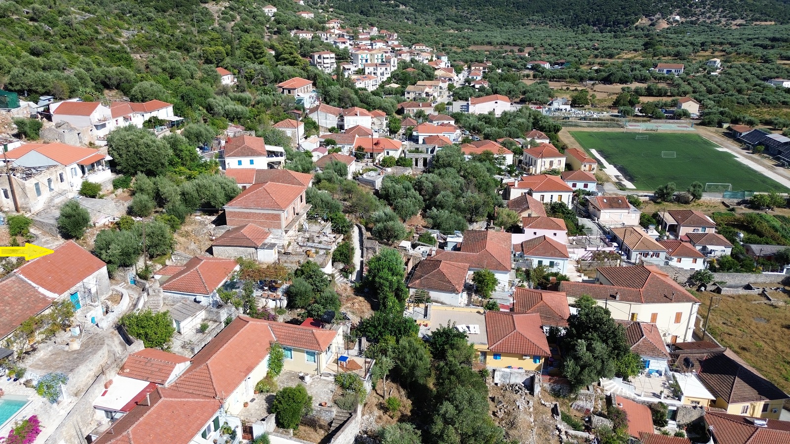 Aerial view and location of house for sale in Ithaca Greece, Vathi