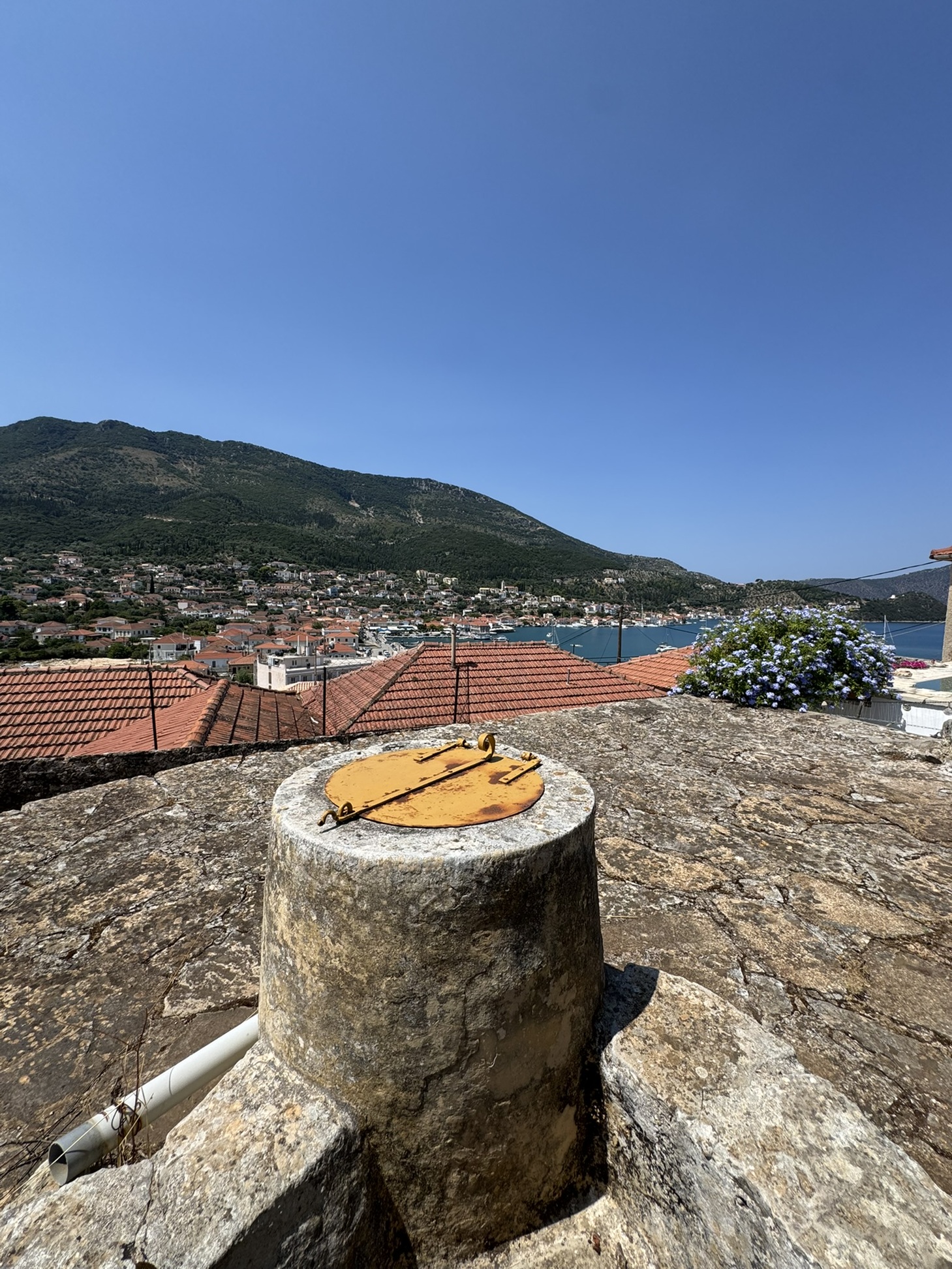 Water tank and sea views of house for sale in Ithaca Greece, Vathi