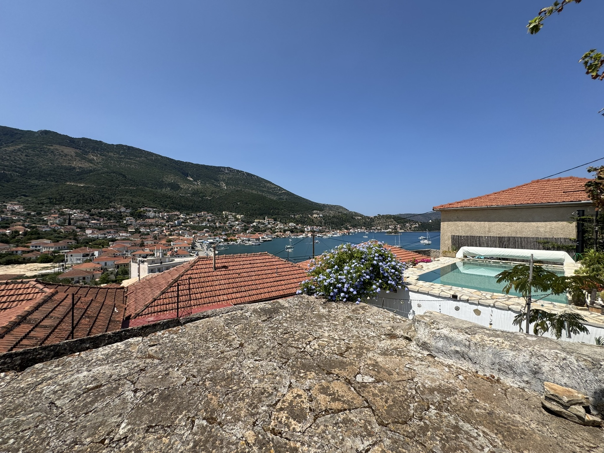 Sea views of house for sale in Ithaca Greece, Vathi
