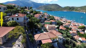 Aerial view and location of house for sale in Ithaca Greece, Vathi