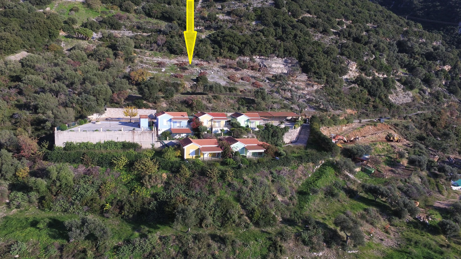 Aerial view and location of land for sale in Ithaca Greece, Stavros