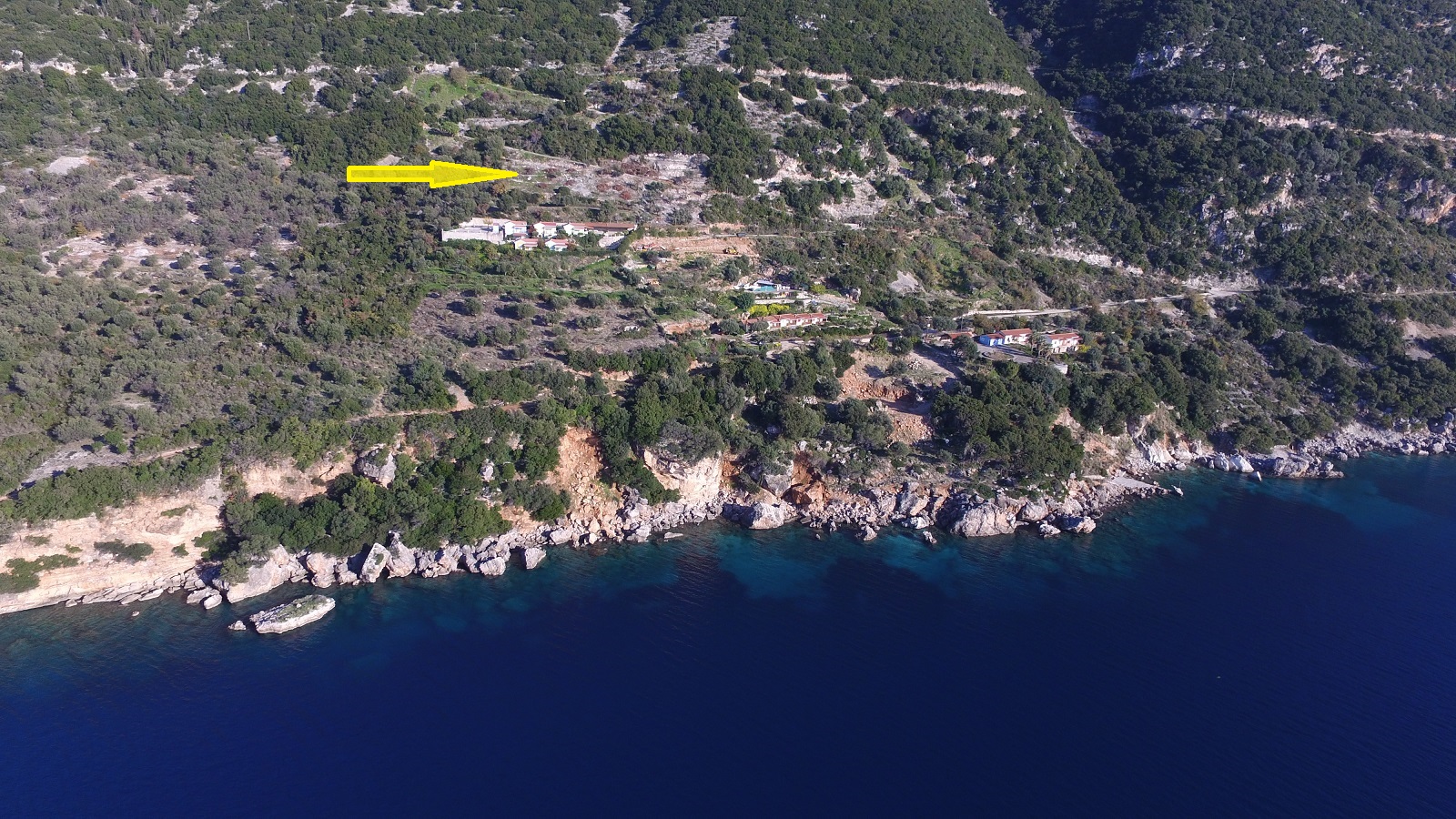 Aerial view and location of land for sale in Ithaca Greece, Stavros