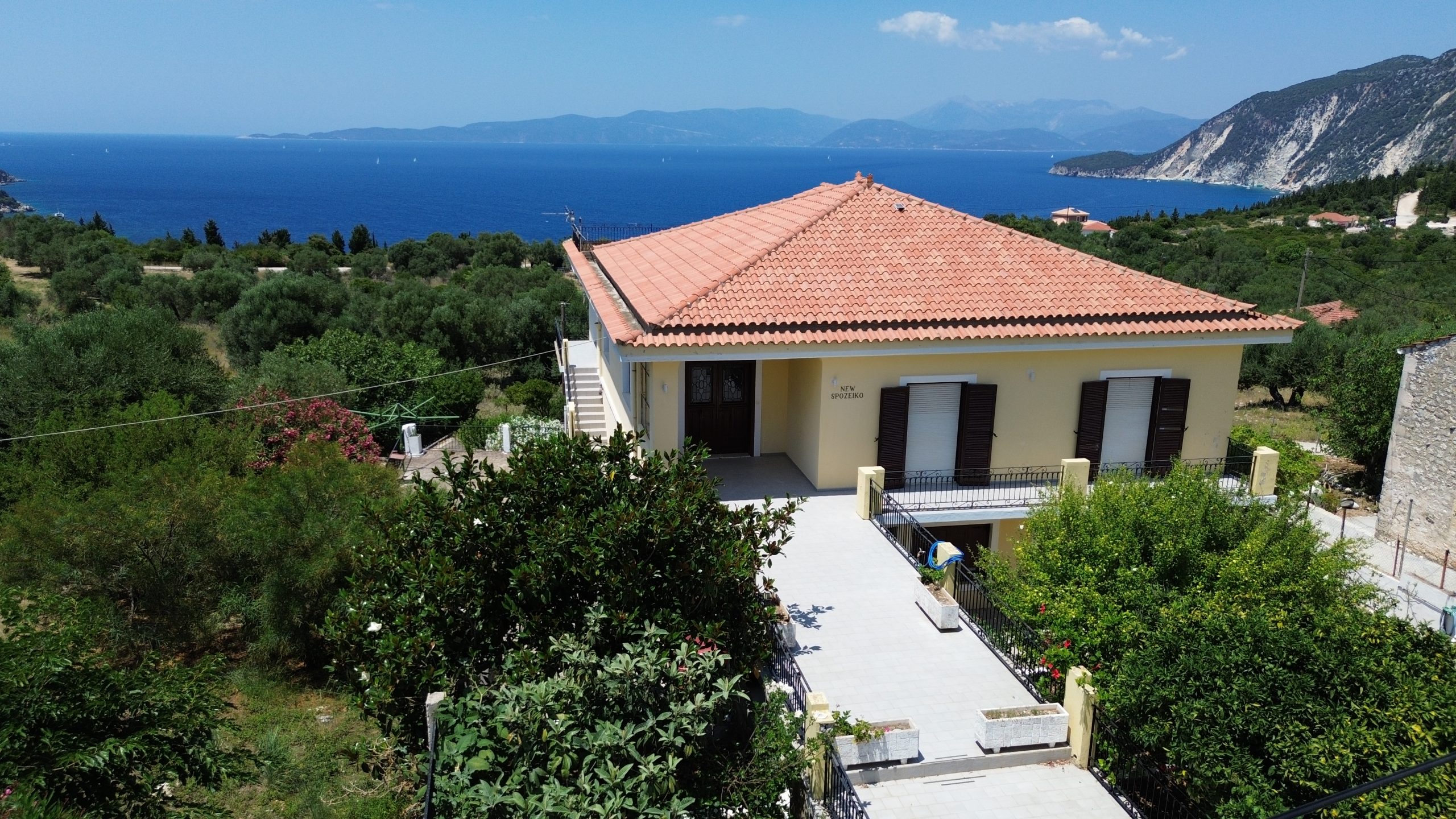 Aerial view of house for sale in Ithaca Greece, Ag. Saranda