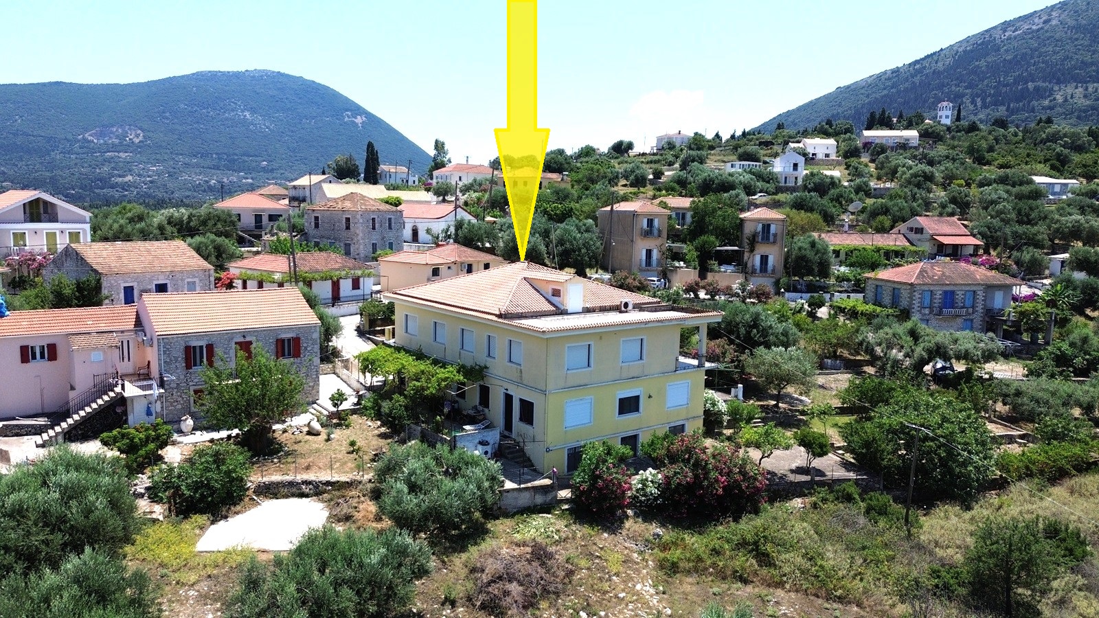 Aerial view and location of house for sale in Ithaca Greece, Ag. Saranda