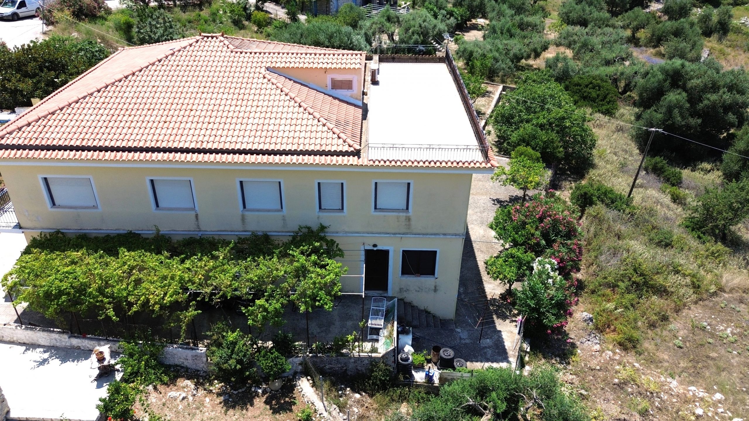 Aerial view of house for sale in Ithaca Greece, Ag. Saranda