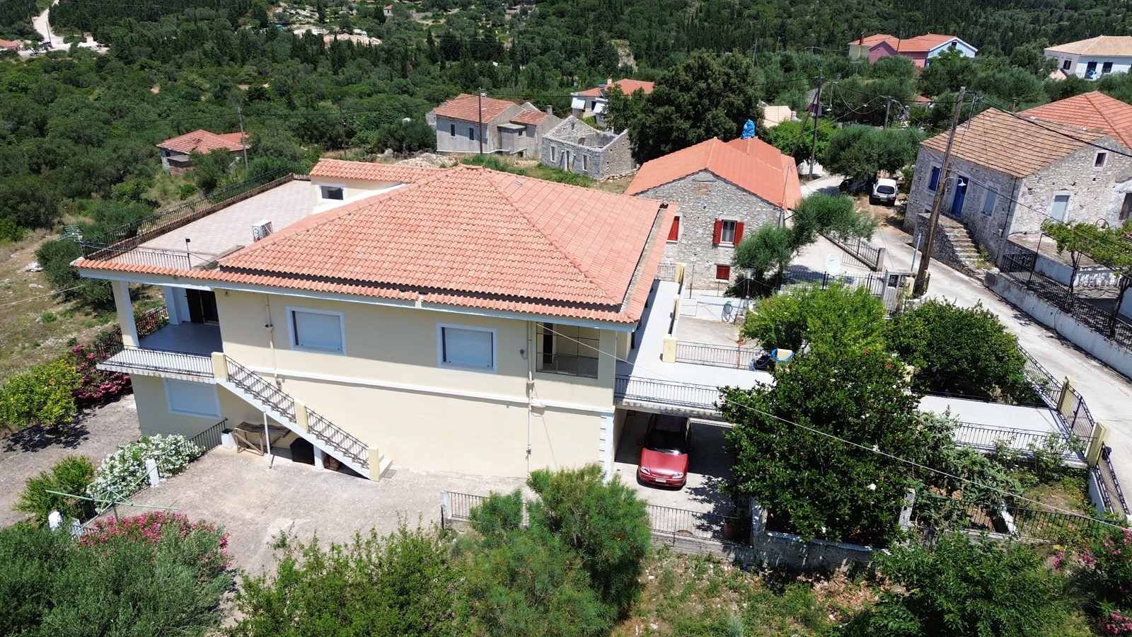 Aerial view of house for sale in Ithaca Greece, Ag. Saranda