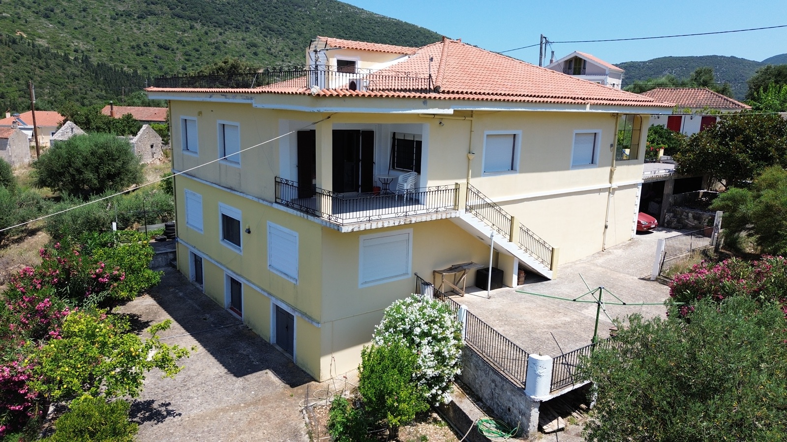 Aerial view of house for sale in Ithaca Greece, Ag. Saranda