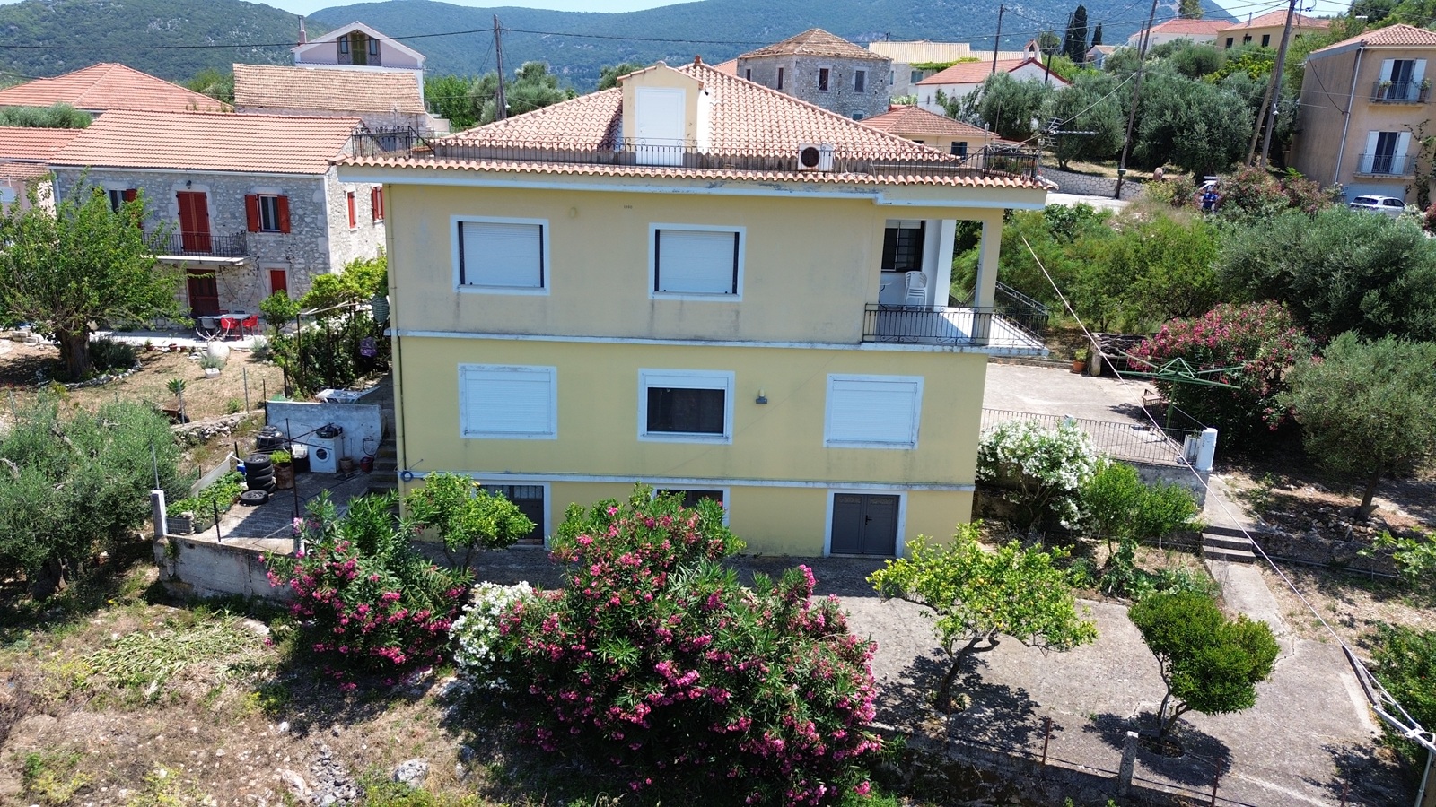 Aerial view of house for sale in Ithaca Greece, Ag. Saranda