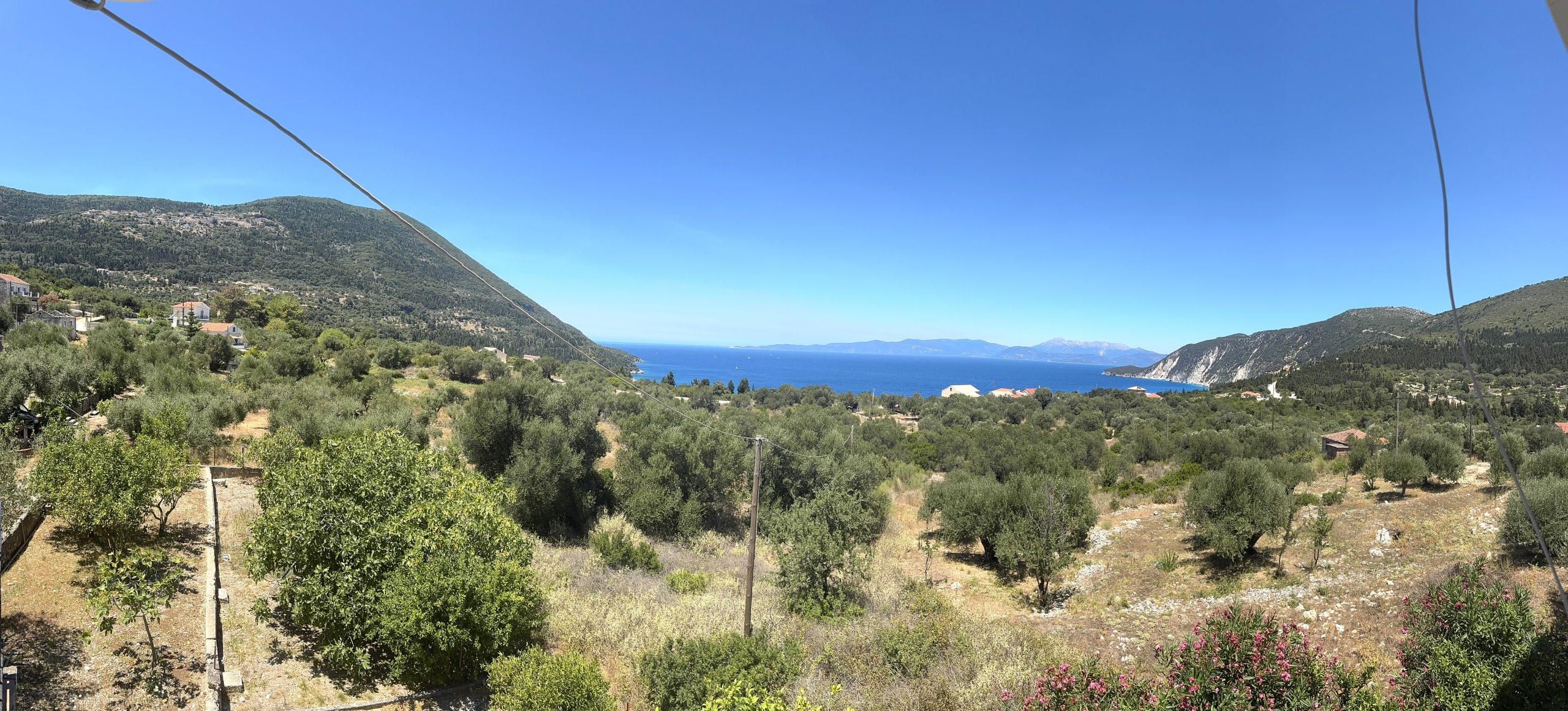 Panoramic view from house for sale in Ithaca Greece, Ag. Saranda