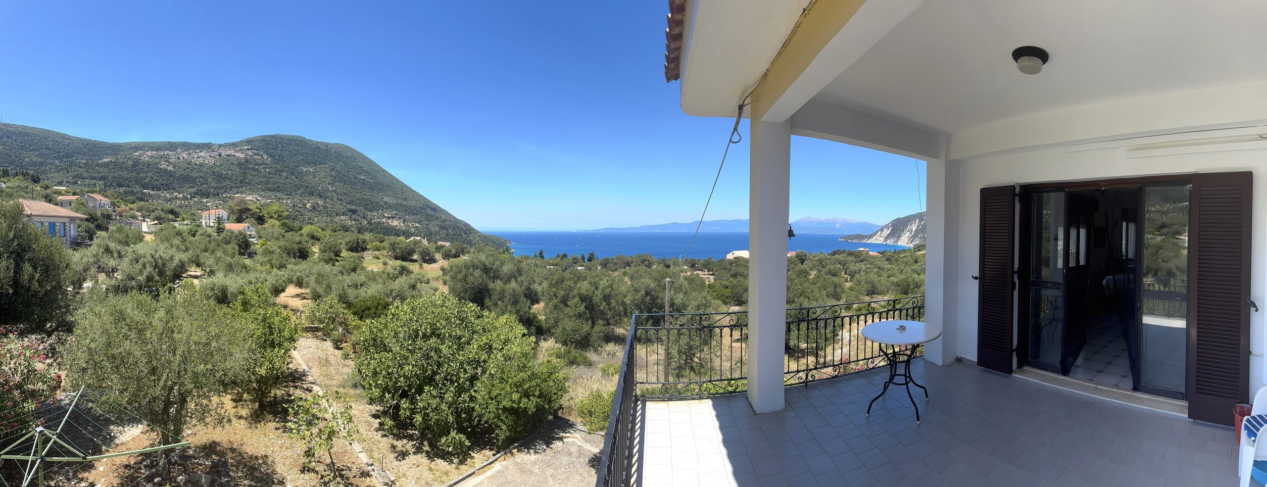 Panoramic view from balcony of house for sale in Ithaca Greece, Ag. Saranda
