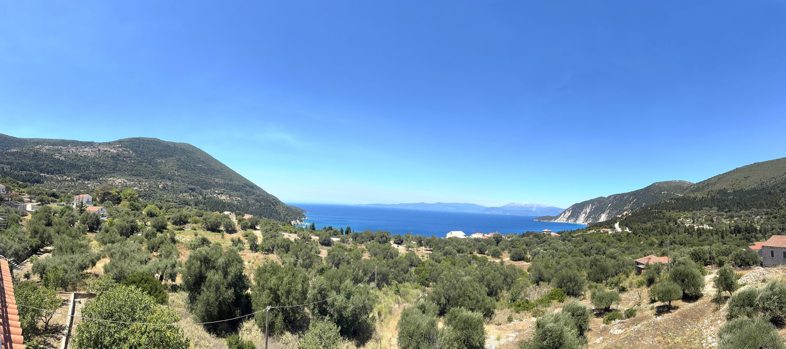 Panoramic view from house for sale in Ithaca Greece, Ag. Saranda