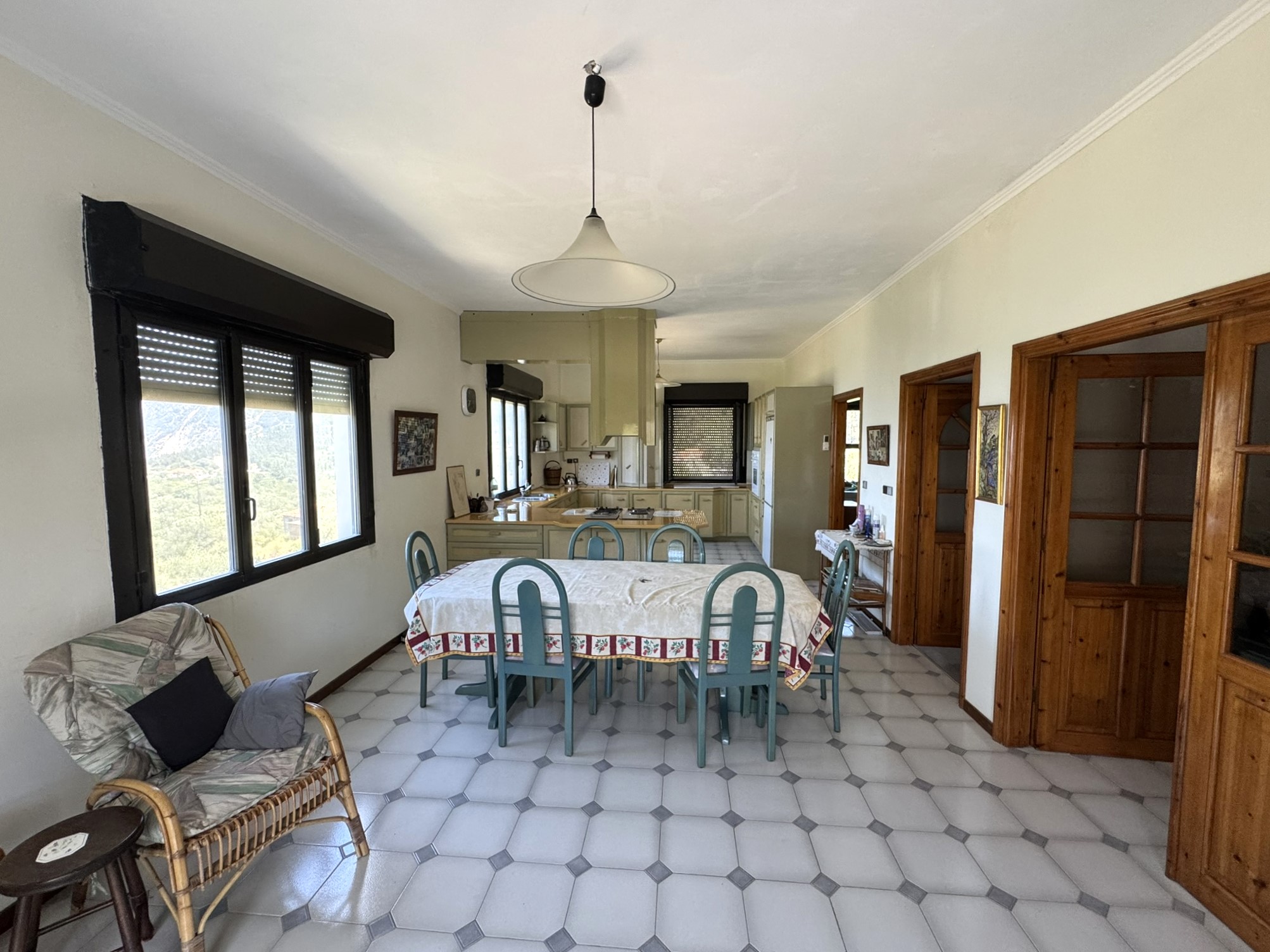 Dining and kitchen area of house for sale in Ithaca Greece, Ag. Saranda