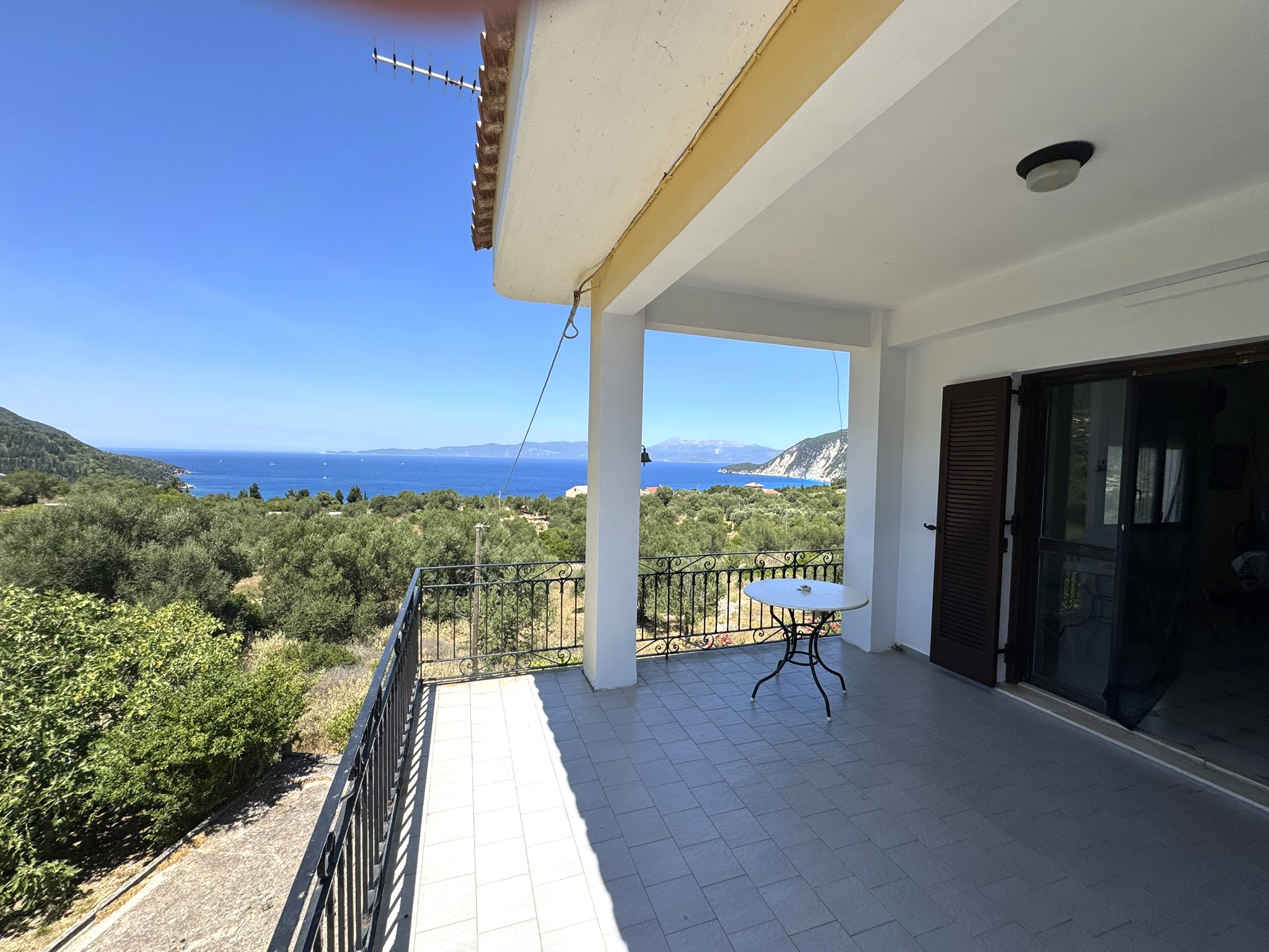 Balcony sea views of house for sale in Ithaca Greece, Ag. Saranda