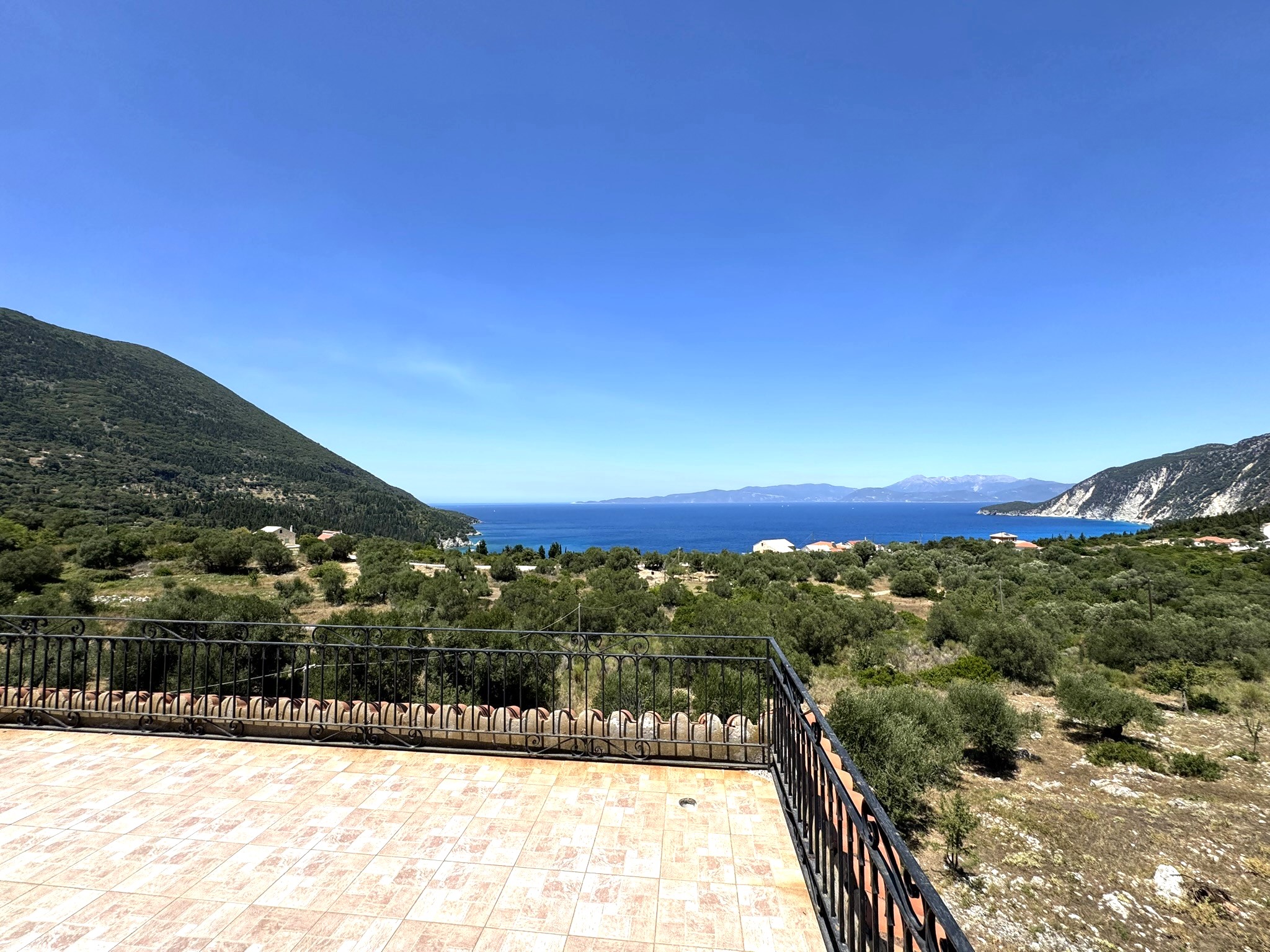 Terrace sea views of house for sale in Ithaca Greece, Ag. Saranda