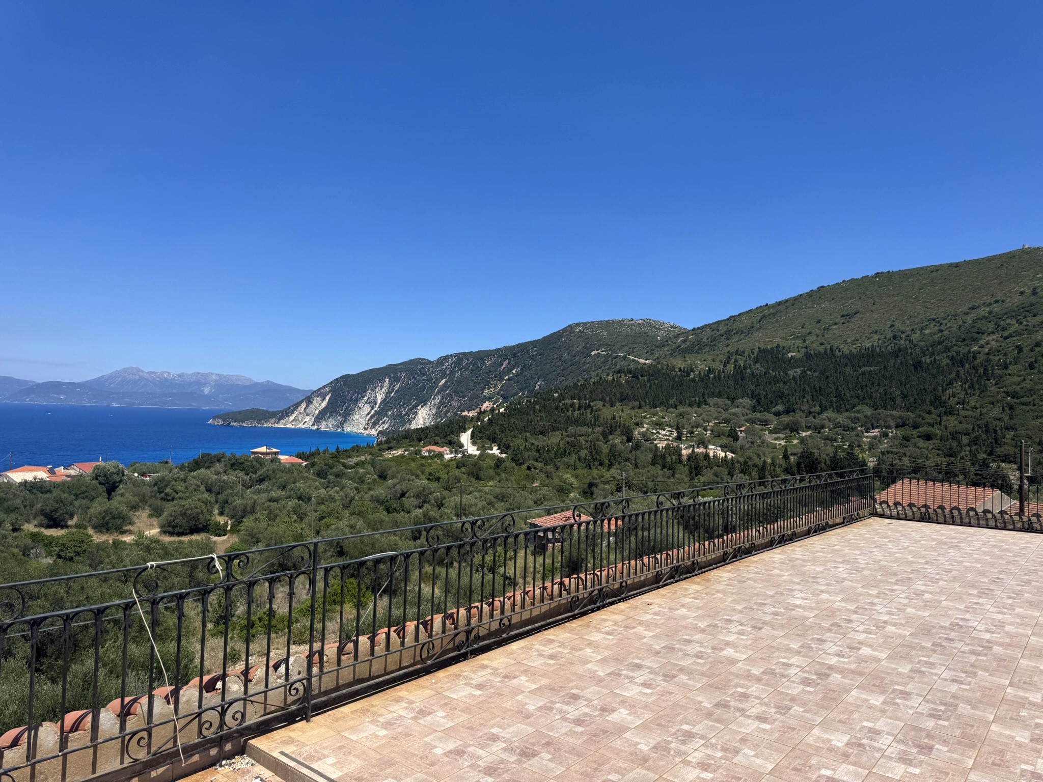 Terrace sea views of house for sale in Ithaca Greece, Ag. Saranda