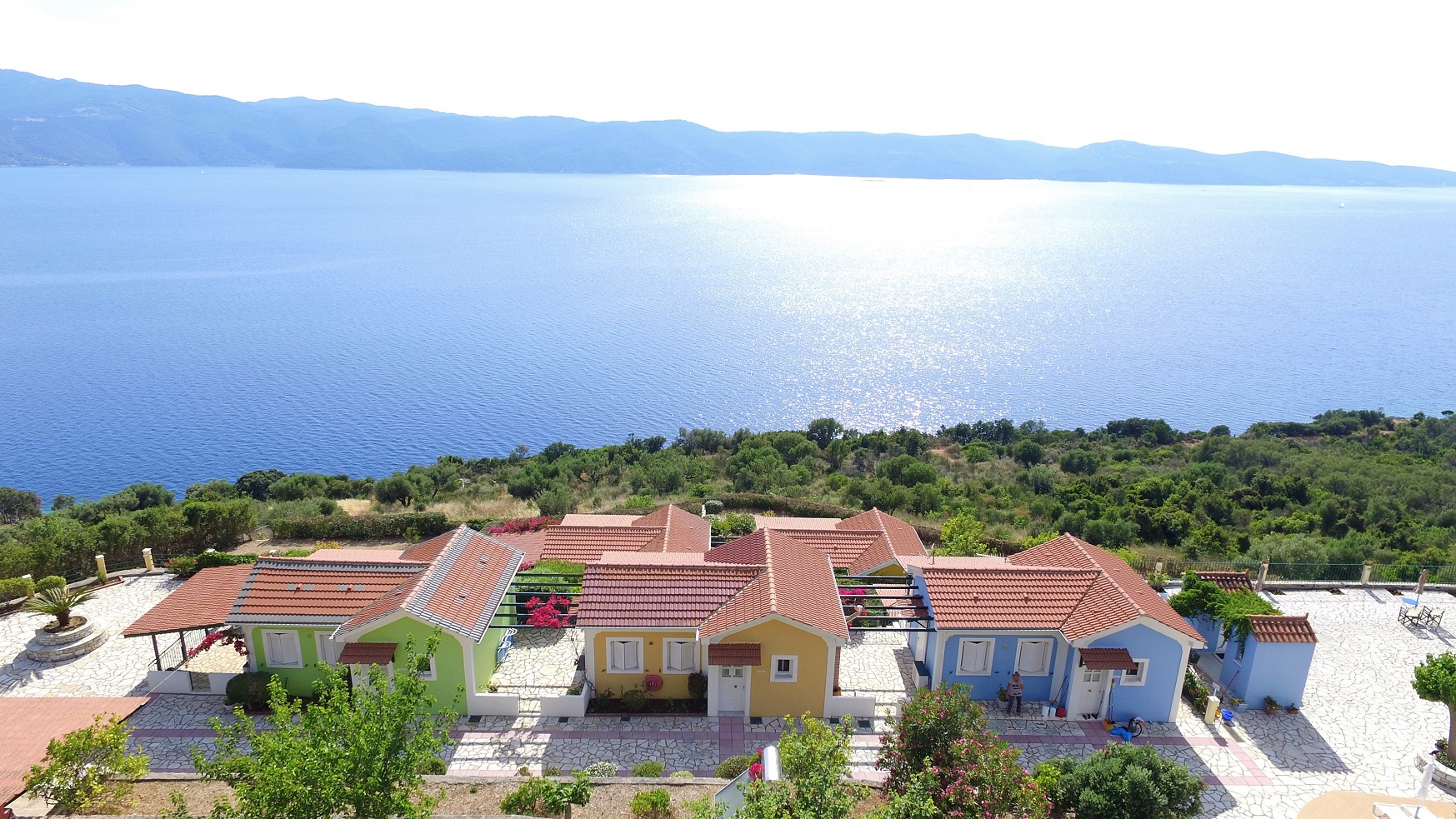 Aerial view of cottages for sale in Ithaca Greece, Stavros