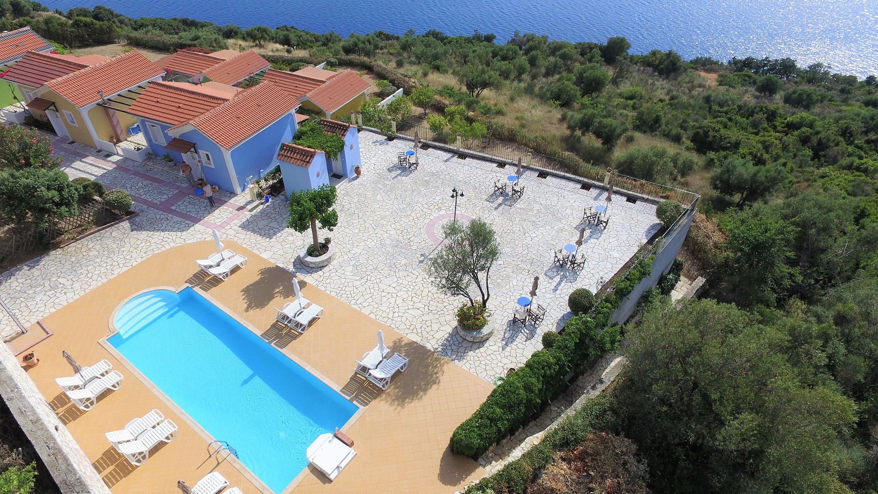 Aerial view of cottages for sale in Ithaca Greece, Stavros