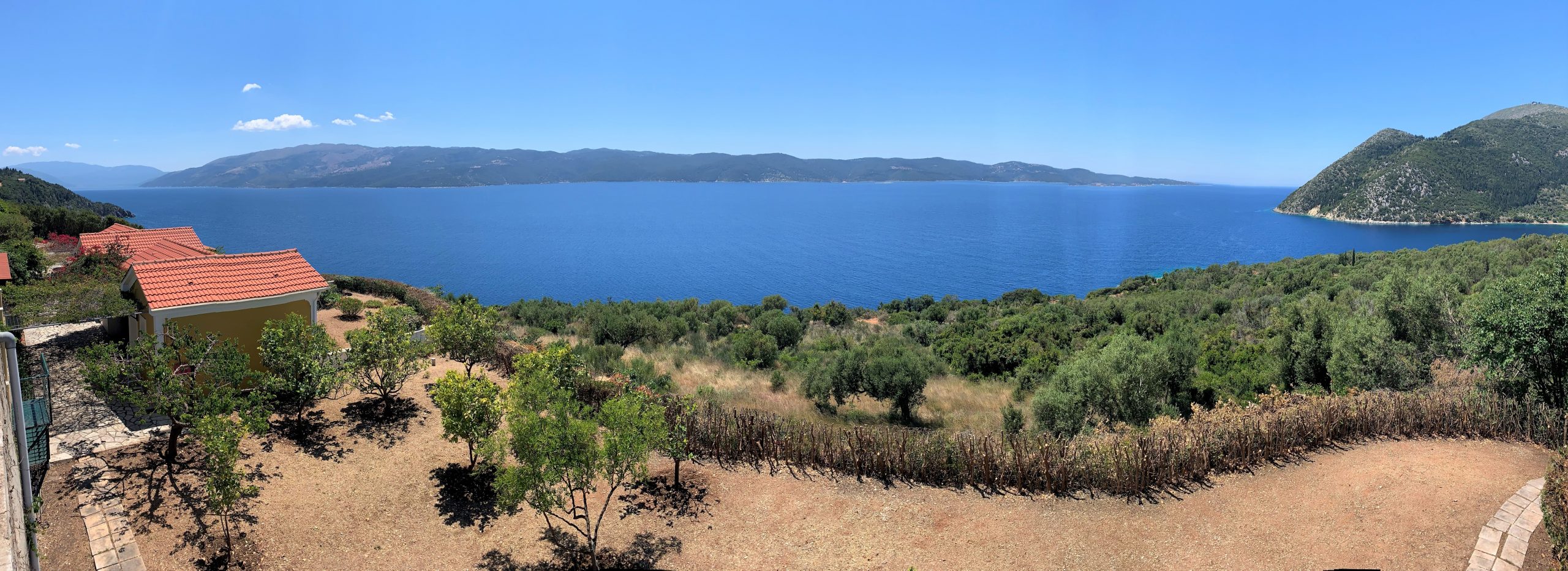 Panoramic sea view from cottages for sale in Ithaca Greece, Stavros