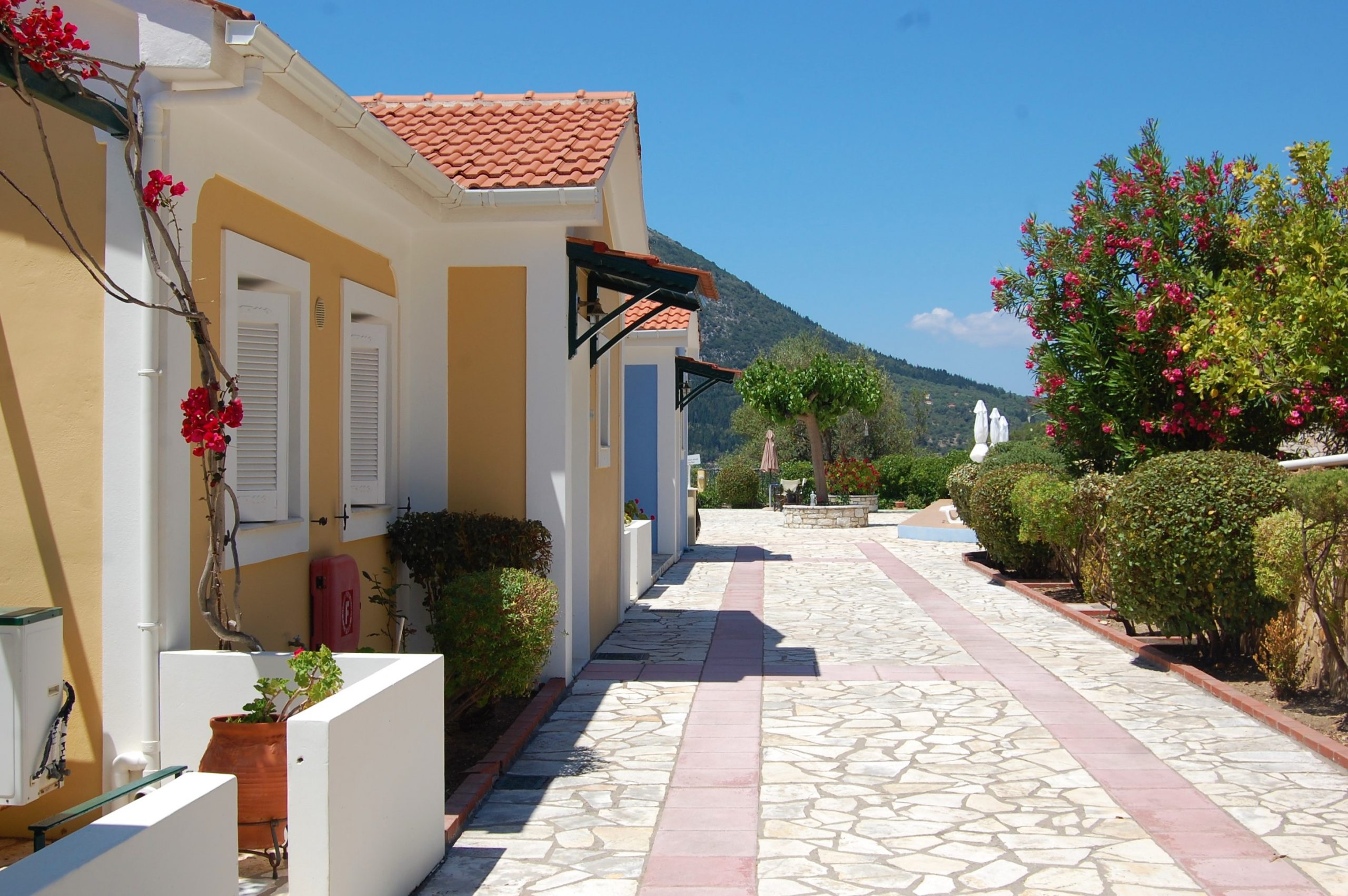 Outside area of cottages for sale in Ithaca Greece, Stavros