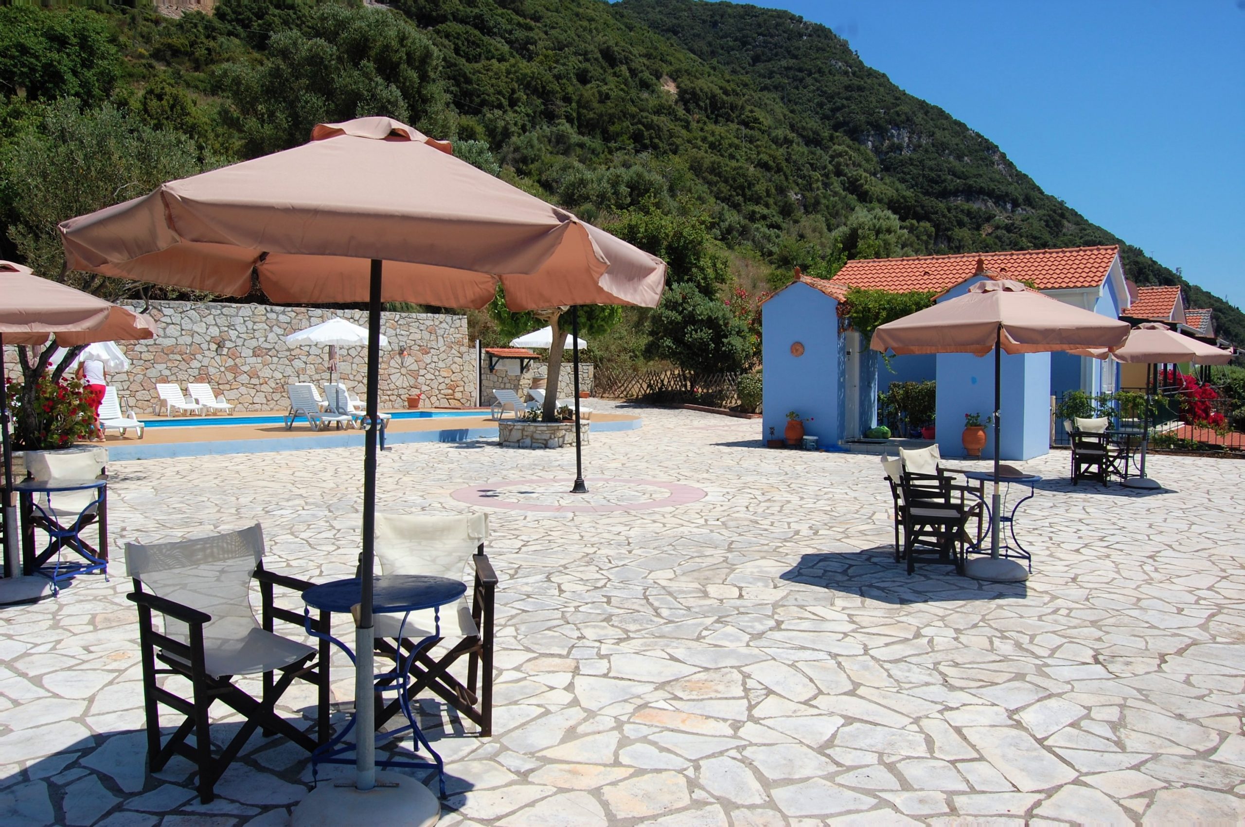 Outside area of cottages for sale in Ithaca Greece, Stavros