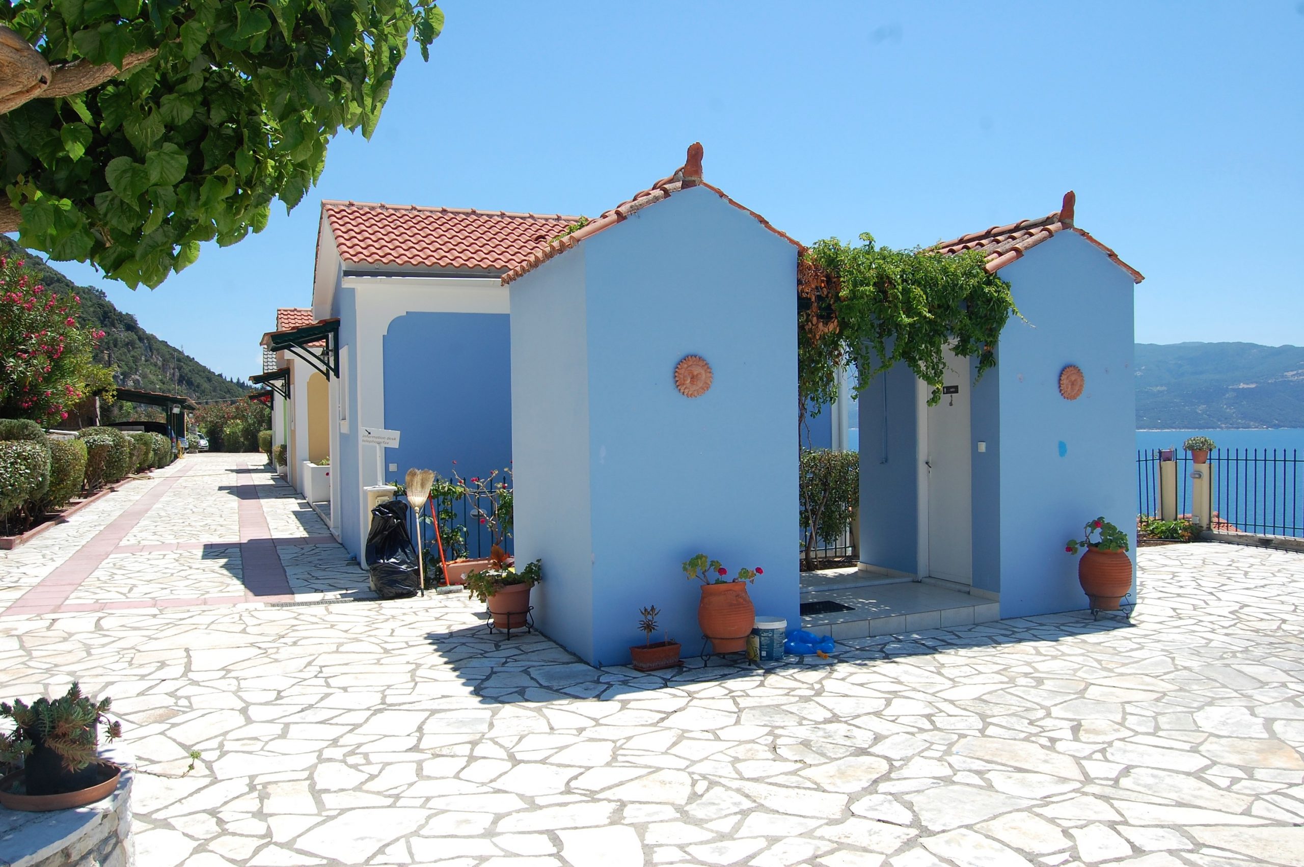 Pool area of cottages for sale in Ithaca Greece, Stavros
