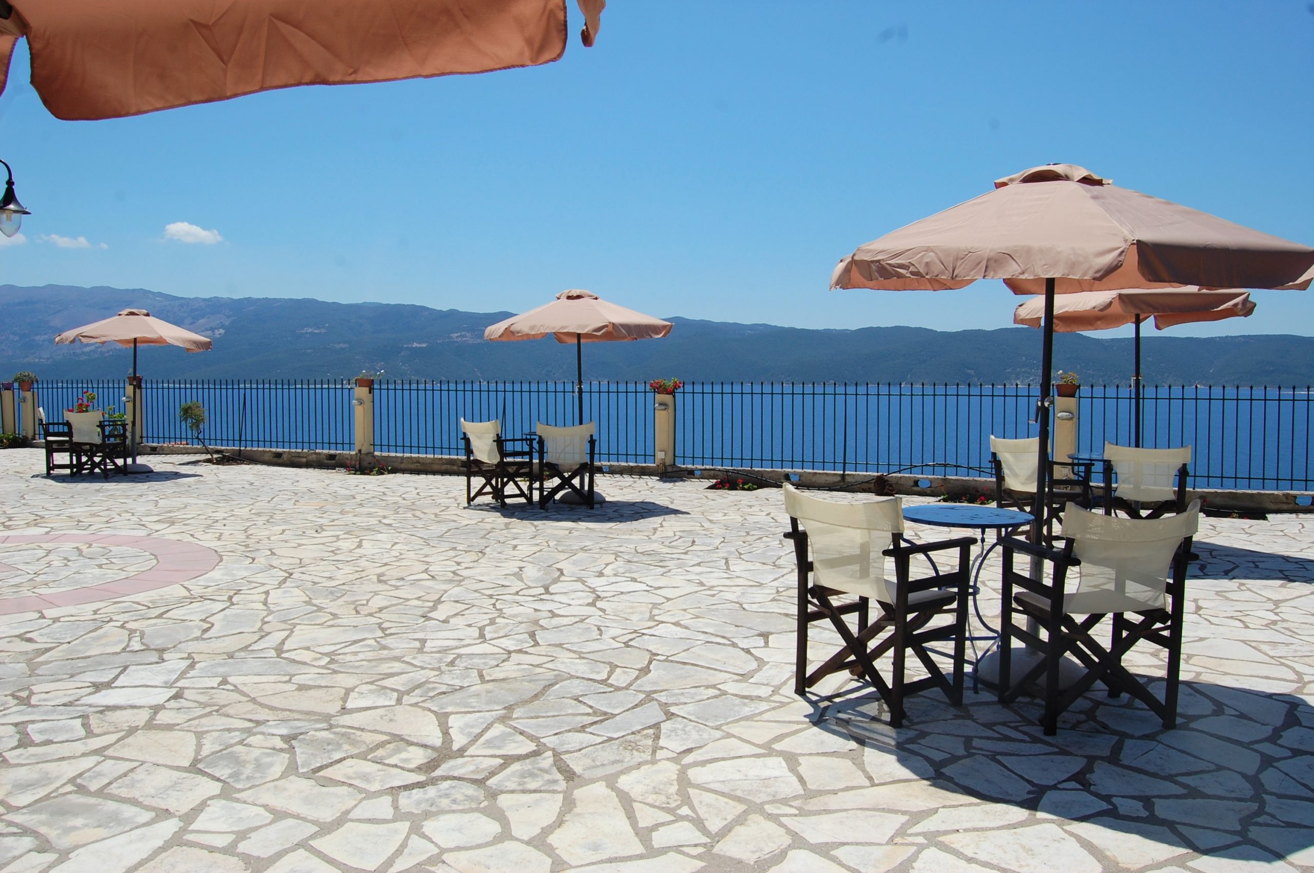 Pool area of cottages for sale in Ithaca Greece, Stavros