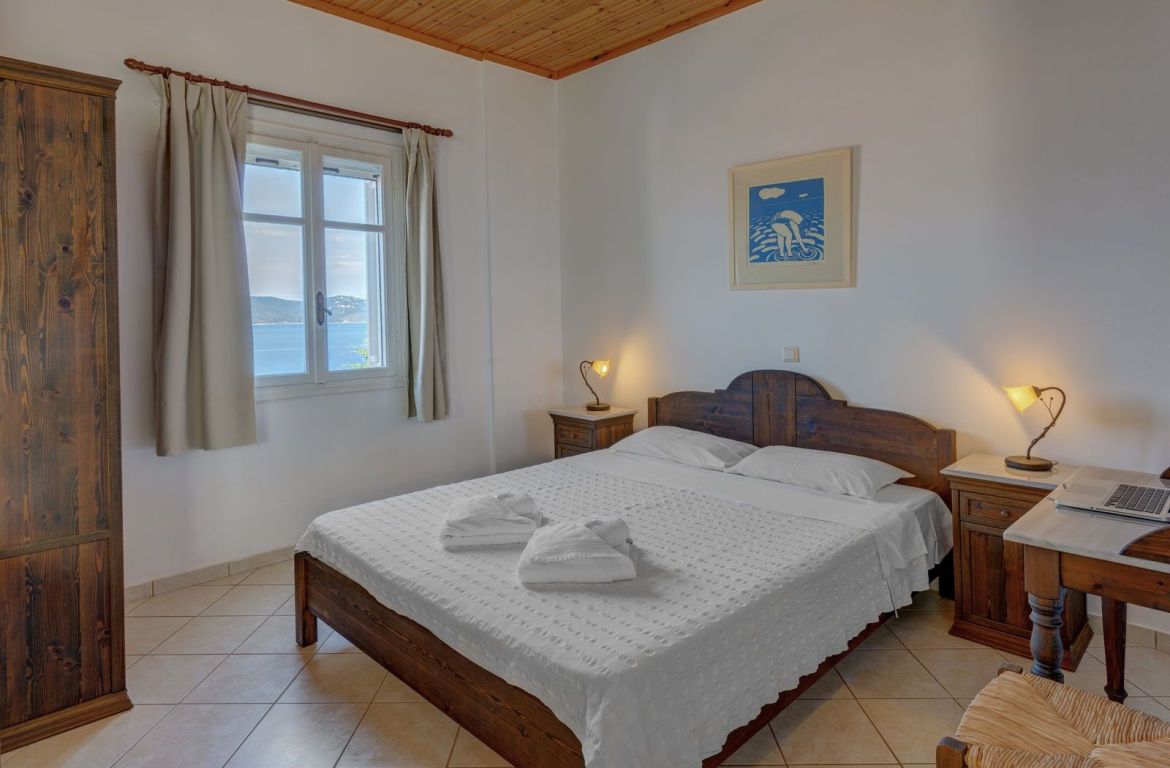 Bedroom of cottages for sleep in Ithaca Greece, Stavros