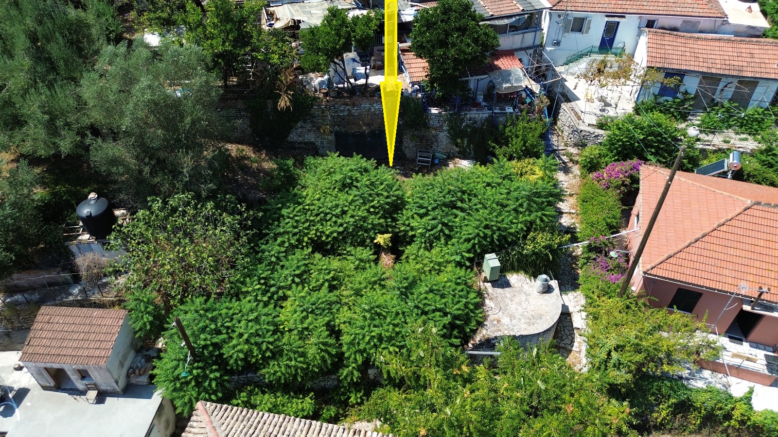 Aerial view of land for sale in Ithaca Greece, Vathi