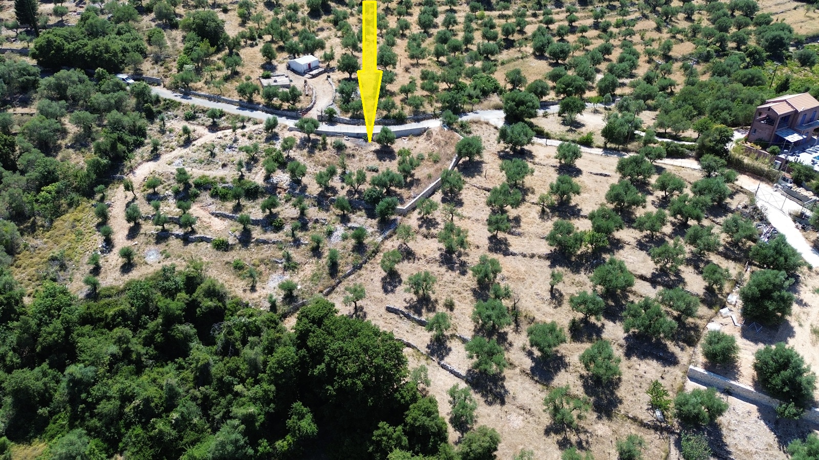 Aerial view and location of land with building license for sale in Ithaca Greece, Vathi