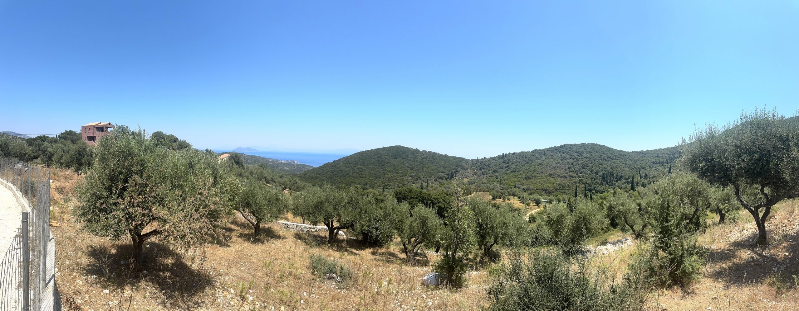 Panoramic view of land with building license for sale in Ithaca Greece, Vathi
