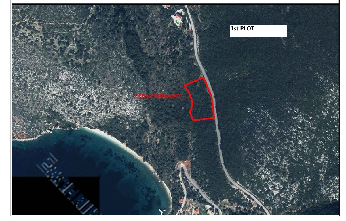 Aerial view and location of land for sale in Ithaca Greece, Piso Aetos